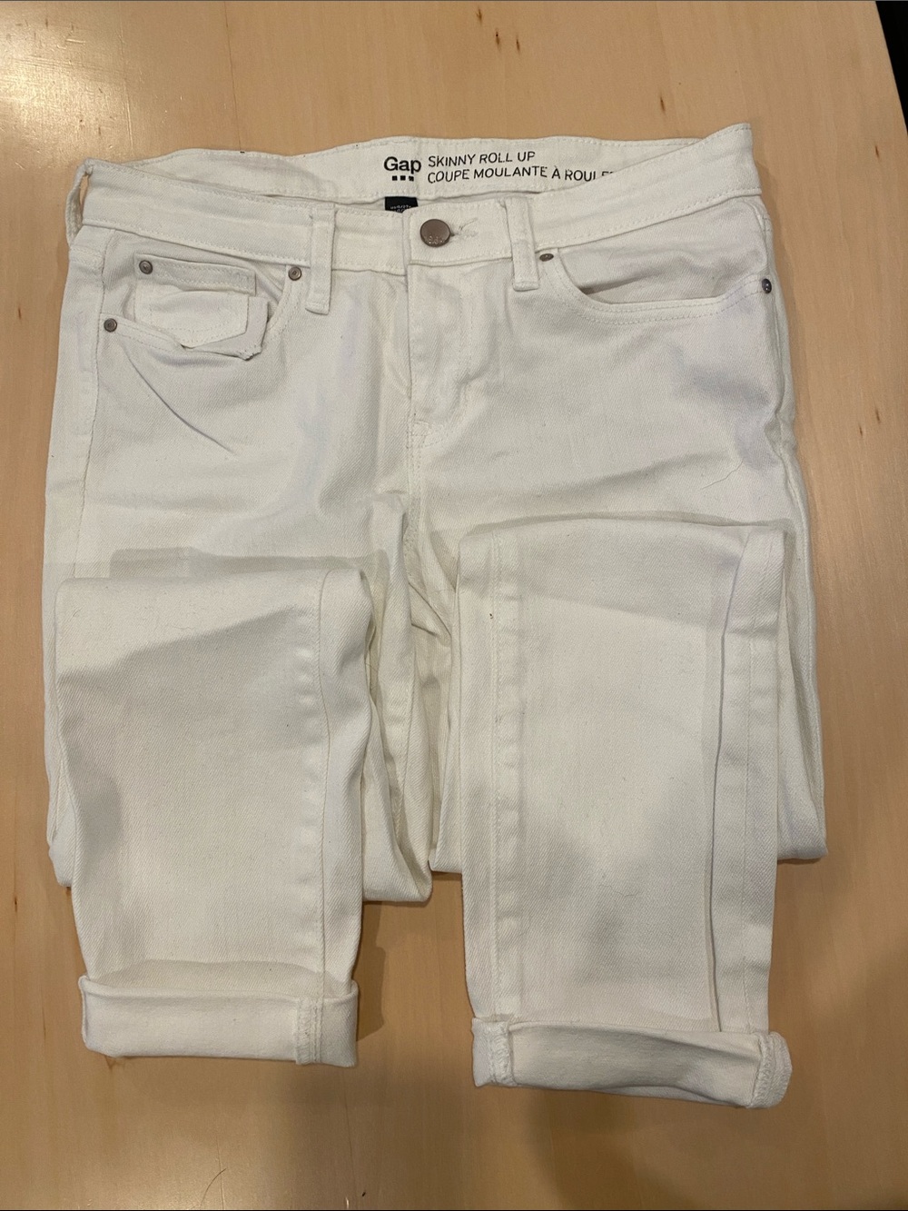GAP White Skinny Roll-Up Jeans